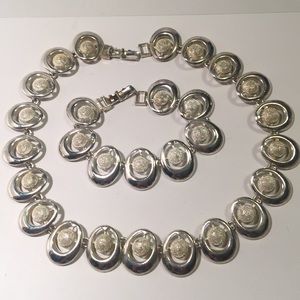 Vintage silver tone necklace and bracelet